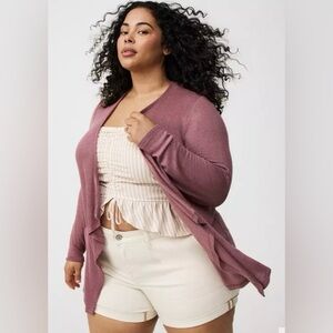 Open-Front Lightweight Drape Cardigan in Dusty Rose - Size 6X - NWOT!